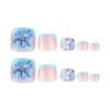 JP3817-Summer-Ready French Pedicure Toenails | Blue 3D Flower Press Ons (Reusable & Waterproof)