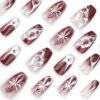 JP3540-Ethereal Ballet Press On Nails: Silver Flame Flowers & Smokey Ombre​​ ​​*Reusable Waterproof Manicure - Elevate Your Essence in 5 Minutes​​*