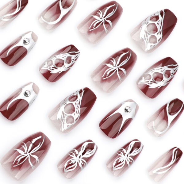 O1CN015cbtzi2NGHv7tOiFZ_!!4234819935-0-cib JP3540-Ethereal Ballet Press On Nails: Silver Flame Flowers & Smokey Ombre *Reusable Waterproof Manicure - Elevate Your Essence in 5 Minutes*