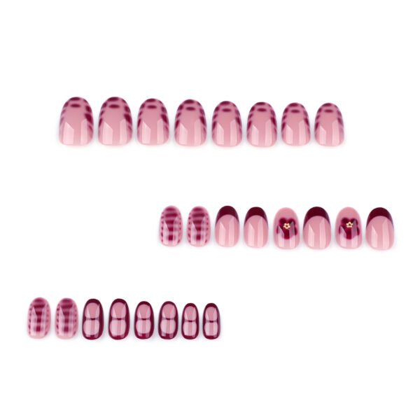 O1CN015gh6iC2NGHy0WDgCG_!!4234819935-0-cib JP3841-Effortless French Flair: Chic Red Tips with Petal Accents for Short Round Nails (Reusable & Waterproof)