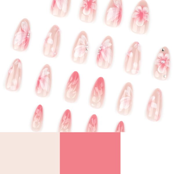 O1CN015he80t2NGHyPtDcFo_!!4234819935-0-cib JP3882- Luxury Garden French Tips: Reusable 3D Flower Almond Press On Nails with Swarovski Accents (Waterproof) Salon-Defying Glam in 8 Minutes: Handcrafted Crystal & Daisies - Damage-Free 15+ Day Wear