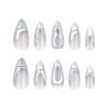 JP3442-French Almond Mirror Chrome Nails | 3D Silver Mirror Press Ons | Bestselling Salon Alternative​