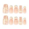JL0681-Chic French Ballet Press-Ons with 3D Bows & Cat-Eye Shine | Reusable Salon Nails at Home