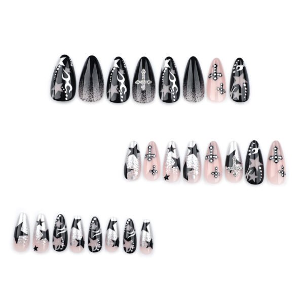 O1CN015wPguB2NGHuaDPC9F_!!4234819935-0-cib JP3529⚔️ Hellhound Nails: Rebel Almond French Tips with 3D Stars & Crosses (Salon-Slayer) - Waterproof Reusable 🖤 Arm Your Fingertips: 90-Second Concert-Ready Badassery That Outlasts Mosh Pits & Judgmental Relatives