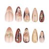 JP3647-Midnight Muse Almond Nails: Reusable Press-Ons with Gothic Florals & Tortoiseshell Alchemy​