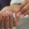 JP3713-Elevated French Nails: 3D Sunflower Minimalism | Reusable Salon-Grade Press-Ons ​​Understated Luxury Reborn: Effortless Garden Elegance at Your Fingertips​