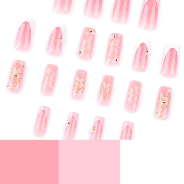 JP3778-Captivating French Waves: Sculpted 3D Floral Press-On Nails | Waterproof & Reusable Salon Dupe ​​Runway-Ready Hands in 90 Seconds: Where Artistry Meets Resilience​