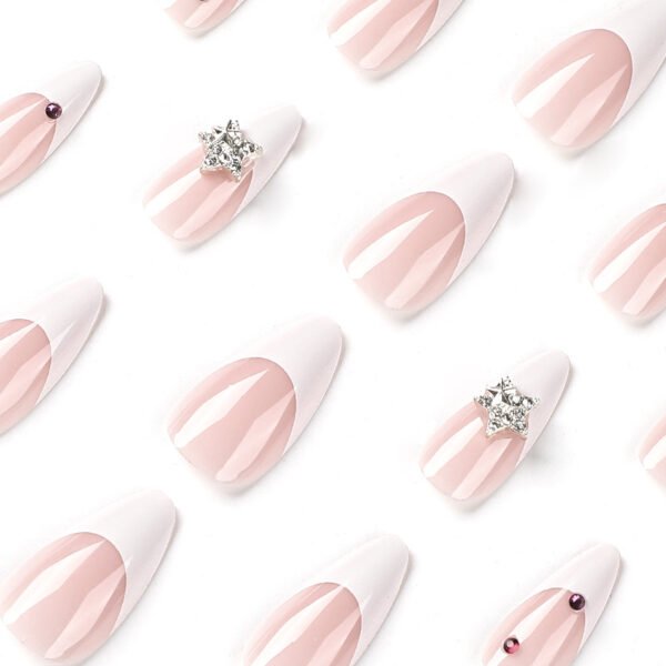 O1CN016Rbcpu2NGHkOWSZGL_!!4234819935-0-cib JP2410-✨ Celestial French Almond Nails: Iridescent 3D Stars ✨ Reusable & Waterproof | Salon Elegance in 90 Seconds (For Modern Goddesses: Classic French Meets Cosmic Whimsy!)