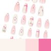 JP3915-Bonbon Brilliance Almonds: Strawberry Bow Press-Ons | Irresistible Parisian Sweetness ​​Salon Cuteness Crumbling? Your Joy Blooms in 9 Minutes.​