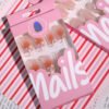 JL0691-Blush & Whispers: Short French Tips with Tiny Hearts (Reusable & Waterproof)