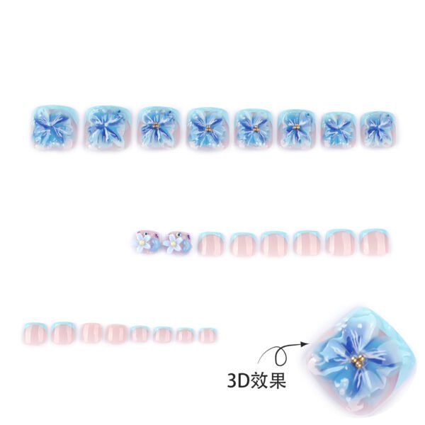 O1CN017Nr3dz2NGHyPvg1YU_!!4234819935-0-cib JP3817-Summer-Ready French Pedicure Toenails | Blue 3D Flower Press Ons (Reusable & Waterproof)