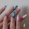 JP3968-Luxurious French Tip Crocodile Texture Press-On Nails: Your Salon Look, Reusable & Ready in Minutes