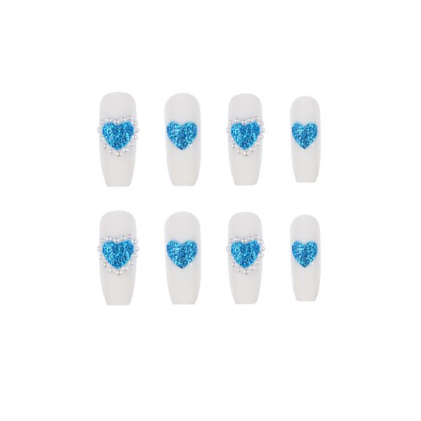 JP1056-✨ Ocean Pearl Ballet Press-Ons: Waterproof French Perfection with Sapphire Hearts​​  For Timeless Romantics, Busy Visionaries & Ballet Dreamers – Luxe Nails in 90 Seconds, Not 3 Hours