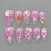 JP3905-SUMMER MARBLE BLOOMS: Reusable French Almonds | Carrara Cool Meets Mediterranean Wildflowers ​​Stuck in Salon While Summer Escapes? Wear Effortless Riviera Elegance.​