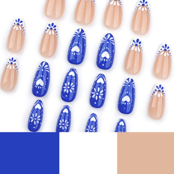 O1CN017u1YDL2NGHukKr6nc_!!4234819935-0-cib JP3538-Bohemian Rhapsody Almond Nails | Ceramic Blue Hearts & Tribal French Tips | Waterproof Festival-Ready Press Ons Subtitle: Salon-Grade Artisan Nails That Survive Desert Sunsets & Ocean Depths