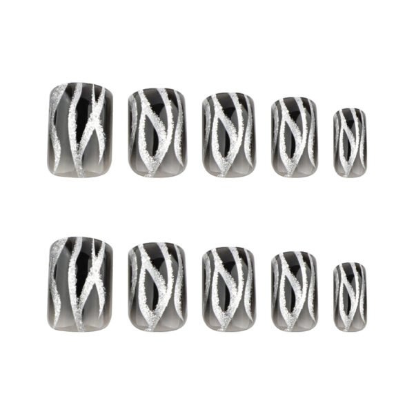 O1CN01803TBM2NGHw3xSt9r_!!4234819935-0-cib JP3624-French reusable press on nails dark black ombre with silver flame glitter – waterproof winter collection