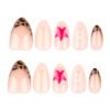 JP3941✨ Rebel Heart French Tips: Red Star & Leopard Almond Press-Ons | Salon-Free Daring ​​Tired of Salon Handcuffs? Wear Your Wild Side.​