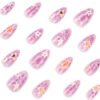JP3905-SUMMER MARBLE BLOOMS: Reusable French Almonds | Carrara Cool Meets Mediterranean Wildflowers ​​Stuck in Salon While Summer Escapes? Wear Effortless Riviera Elegance.​