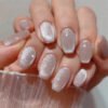 JP3730-💗 Ballet-Ready Radiance in Minutes: Pink French Cat Eye Press-Ons!