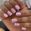 JP3773-Summer Bliss French Press-Ons: Dainty Square Florals That Breathe (Reusable & Effortless!) ​​Skip the Salon, Savor the Simplicity​