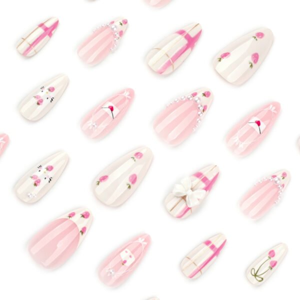 O1CN019FGXz02NGHyncv1Y9_!!4234819935-0-cib JP3915-Bonbon Brilliance Almonds: Strawberry Bow Press-Ons | Irresistible Parisian Sweetness Salon Cuteness Crumbling? Your Joy Blooms in 9 Minutes.