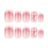 JL0685-Soft French Press On Nails | Reusable 3D Blossom Elegance Short Square Salon Glam in 90 Seconds – Waterproof & Snag-Free