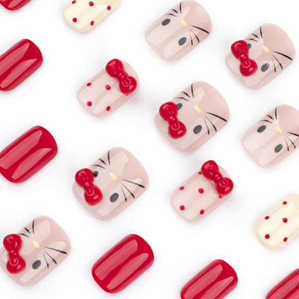 O1CN019UpKSj2NGHvmOa63Y_!!4234819935-0-cib JP3597-Sweet Whiskers & Bows: Cozy French Press-Ons for Fall/Winter Autumn French Tip Press Ons | Cat Print Red Bows Reusable Nails