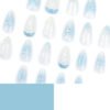 ​JP3425-Azure Dreams: Reusable French Blue Ombré Almond Nails w/ 3D Lemons & Bows​​ (Salon-Grade Fantasy – Zero Hassle)