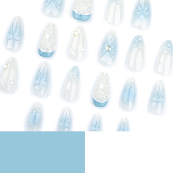 O1CN019VYOky2NGHuLLnn0s_!!4234819935-0-cib JP3425-Azure Dreams: Reusable French Blue Ombré Almond Nails w/ 3D Lemons & Bows (Salon-Grade Fantasy – Zero Hassle)