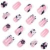 JP3651-Reusable French Press On Nails | Zebra Print & Crystal Stars w/ Detachable Bow Salon-Worthy Manicures in 5 Minutes - Waterproof & Damage-Free