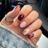JP3933-The Silent Power Nail: Burgundy French Tip Square Press-Ons with Secret Cherry Daring ​​Salon Polish vs. Boardroom-Proof Edge​