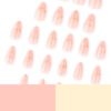 JP3791-Gilded Whisper Almond Nails: Reusable Press-Ons with 3D Liquid Gold Bows​