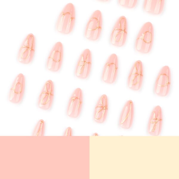 O1CN01AeKE0m2NGHxTpYfhA_!!4234819935-0-cib JP3791-Gilded Whisper Almond Nails: Reusable Press-Ons with 3D Liquid Gold Bows