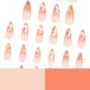 JP3323-Ethereal Glow Reusable Press-On Nails: Rosé Aurora French Tips​​ Pure Radiance Short Almond Nails – 24K Gold Glitter to Blushing Diamond Gradient