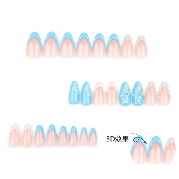 O1CN01BdS8bN2NGHtcmQP5M_!!4234819935-0-cib JP3440-Seashore Short Almond Nails | 3D Shells & Dew Drops French Manicure (Reusable Waterproof) Subtitle: ✨ Instant Underwater Elegance ✨ – Salon 3D Art Without Salon Prices or Wait Times! (Hero Image: Sunlit shot of nails w/ 3D shells/dewdrops beside blue tide pools + seashells)