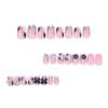 JP3651-Reusable French Press On Nails | Zebra Print & Crystal Stars w/ Detachable Bow Salon-Worthy Manicures in 5 Minutes - Waterproof & Damage-Free