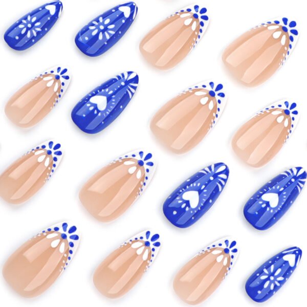 O1CN01BqxZDO2NGHui38D1e_!!4234819935-0-cib JP3538-Bohemian Rhapsody Almond Nails | Ceramic Blue Hearts & Tribal French Tips | Waterproof Festival-Ready Press Ons Subtitle: Salon-Grade Artisan Nails That Survive Desert Sunsets & Ocean Depths