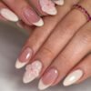 ​JP3896-Petite Fleur Reusable Press-On Nails​​ Sculpted 3D Florals on Crisp White French Tips – Salon-Worthy Dimension Without the Drama