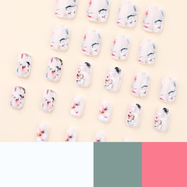 O1CN01C61aaN2NGHvPPFtAI_!!4234819935-0-cib JP3489-Sophisticated Chinese Floral Press On Nails - Reusable Short Square French Tips Bring Tranquil Beauty to Your Fingertips. Salon-Grade Elegance, Zero Commitment.