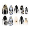 JP3788-Noir Floral French Press-Ons: Salon-Perfect Nails In Minutes, Not Hours (Reusable, Waterproof & Pain-Free!) ​​Tired of Salon Struggles?​