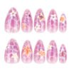 JP3905-SUMMER MARBLE BLOOMS: Reusable French Almonds | Carrara Cool Meets Mediterranean Wildflowers ​​Stuck in Salon While Summer Escapes? Wear Effortless Riviera Elegance.​