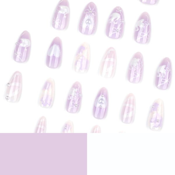 O1CN01COWc9b2NGHysYEZ6M_!!4234819935-0-cib JP3886-Luxury French Manicure Press Ons | Reusable 3D Swan & Bow Designs (Short Almond)