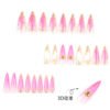 JP3851-Chrome Ombre Stiletto Press-Ons with 3D Crystal Drops | Reusable & Waterproof