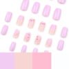 JP3773-Summer Bliss French Press-Ons: Dainty Square Florals That Breathe (Reusable & Effortless!) ​​Skip the Salon, Savor the Simplicity​