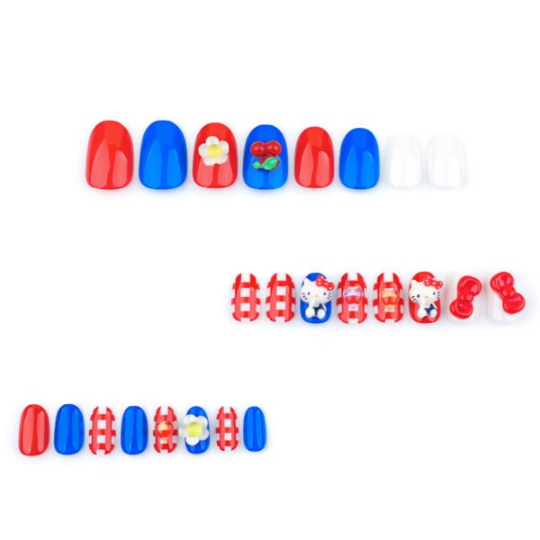 JP3570-Kawaii French Press On Nails: 3D Cats, Flowers & Plaid Charm ​​Your Salon-Cute Solution: Reusable Japanese Nail Art in Minutes!​
