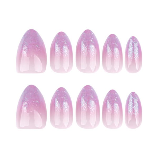 JP3725-Nebula Short Almond Press Ons ✦ Galaxy Purple Ombré ✦ Diamond Dust Sparkle (Reusable Waterproof)​​ ​​Subtitle:​​ Eclipse Salon Glitter Nails in 8 Minutes ✨ – Zero Dry Time, Cosmic Shine  (Hero Image: Moody gradient nails catching light against crushed velvet, refracting prism rainbows)