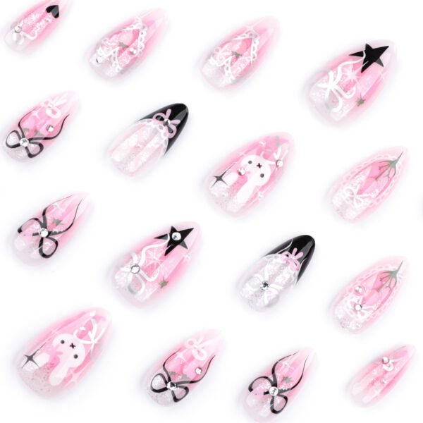 O1CN01DgMNu52NGHxlifswL_!!4234819935-0-cib JP3751-Secret Garden Almond Nails: Reusable Press-Ons with Gentle Tulips & Bunny Charm
