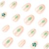 ​​JP3993-Emerald Summer Dream: Watercolor French Almond Press-Ons with Botanicals​​ ​​Salon-Worthy Nails in 90 Seconds? Oui.​