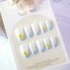 JL0667-Azure Dream French Press On Nails | Weightless Tropical Florals Reusable Short Round Escapism – Saltwater & Sun Proof