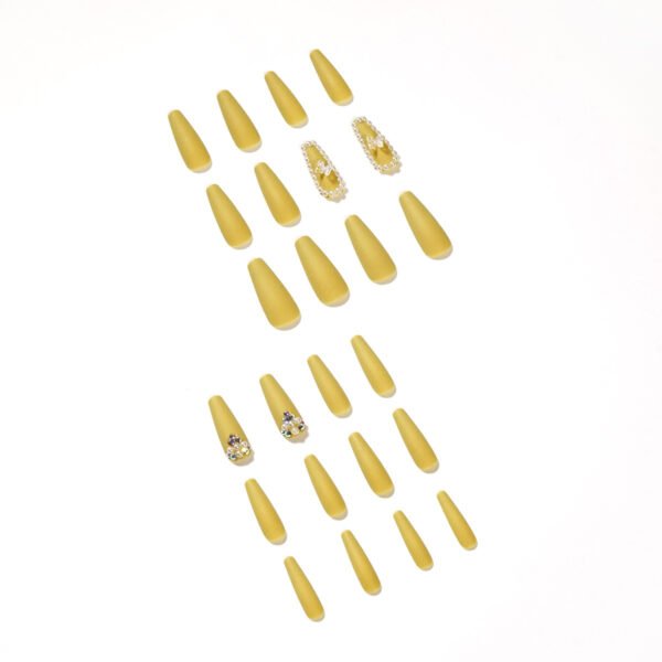 JP1312-✨ Unlock Unapologetic Glam: Mustard-Glow Crystal Butterfly French Tips | Ultra Long T-Shape Reusable Press-Ons